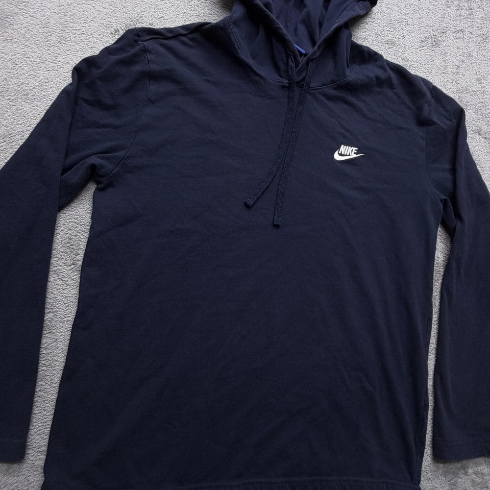 Nike Hoodie Mens Large Navy Blue‎ Cotton Jersey Pullover Long Sleeve 807249-451 - Picture 6 of 10